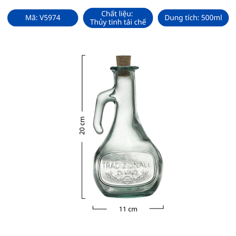Chai thủy tinh tái chế VSM Botella Aceto C/Tc Tradizionale Di Vino 500ml