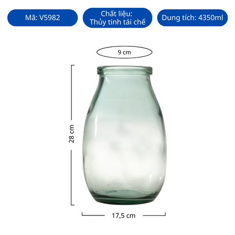 Bình hoa thủy tinh tái chế VSM Jarron Montana 28cm