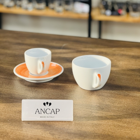 Ly sứ Ancap Cappuccino vẽ quai Màu cam, 180ml