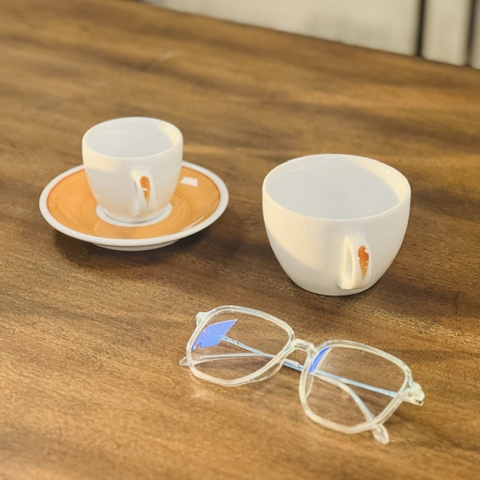 Ly sứ Ancap Espresso vẽ quai Màu caramel, 60ml