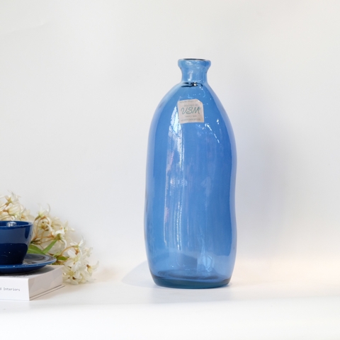 Bình hoa thủy tinh tái chế VSM Jarron Simplicity Màu xanh dương 35cm
