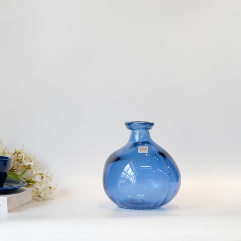 Bình hoa thủy tinh tái chế VSM Jarron Simplicity Màu xanh dương 18cm