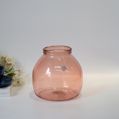 Bình hoa thủy tinh tái chế VSM Hurricane Montana Màu hồng 20cm