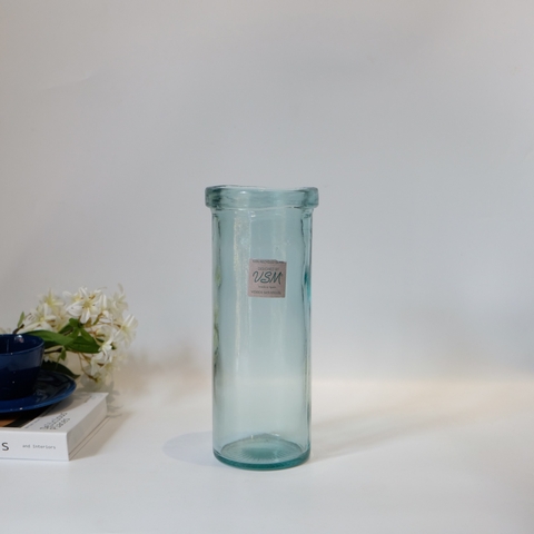 Bình hoa thủy tinh tái chế VSM Jarron Cilindro Simplicity 28cm