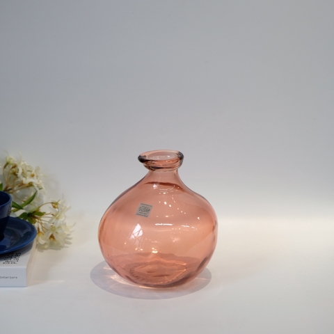 Bình hoa thủy tinh tái chế VSM Jarron Simplicity Màu hồng 18cm