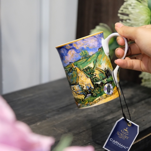 Ly sứ Carmani Classic Mug - V. van Gogh, Thatched Cottages at Cordeville 400ml