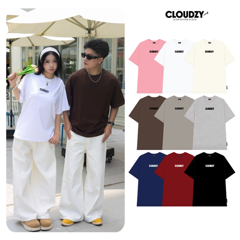 Áo thun nữ nam unisex tay lỡ phông local brand form rộng teen cổ tròn oversize CLOUDZY BASIC TEE 2