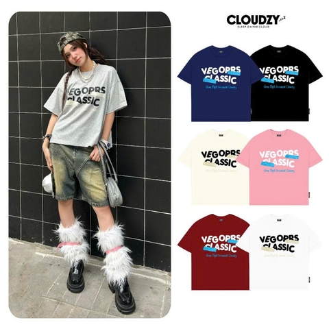 Áo thun tay lỡ boxy nam nữ form rộng in chữ block veqoprs classic 6 màu basic chất cotton 2 chiều CLOUDZY CLASSIC