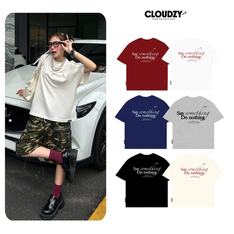 Áo thun boxy tee local brand Cloudzy unisex phông tay lỡ nữ cotton phối màu form rộng boxy SOMETHING