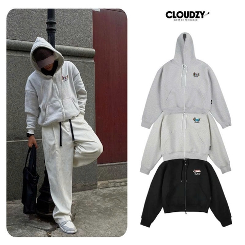 Áo khoác hoodie zip boxy nam nữ local brand zip hoodie nỉ bông dầy dặn unisex basic CLOUDZY HOTDOG
