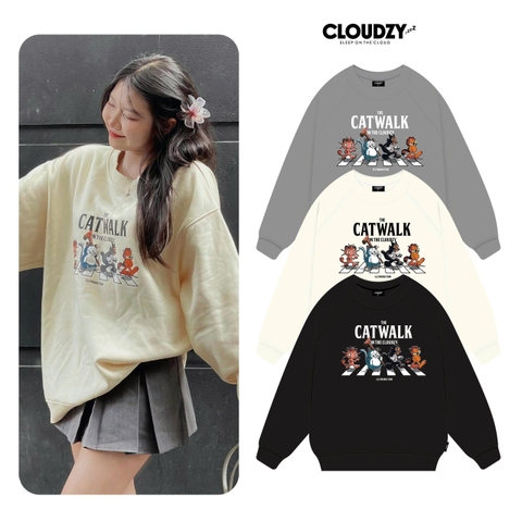 Áo sweater nam nữ unisex form rộng nỉ bông cao cấp 100% local brand nỉ dài tay CLOUDZY CATWALK