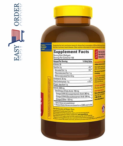Dầu cá Nature Made Fish Oil, 1200mg, 300 Viên