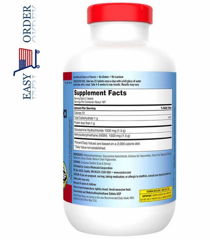 Bổ khớp Kirkland Signature Glucosamine with MSM, 375 Viên