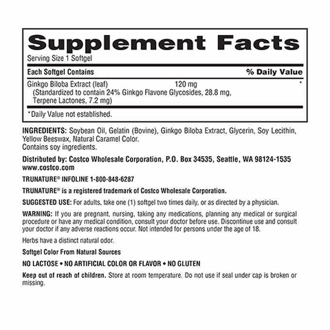 Trunature Ginkgo Biloba, 340 Viên nang mềm