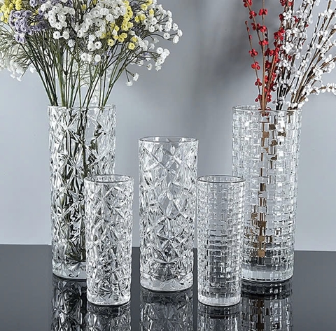 BÌNH HOA THỦY TINH MÀU TRẮNG TRONG DSHP-130-200