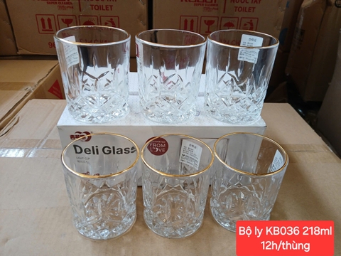 BỘ LY VIỀN VÀNG 6 CÁI 218ML - KB036