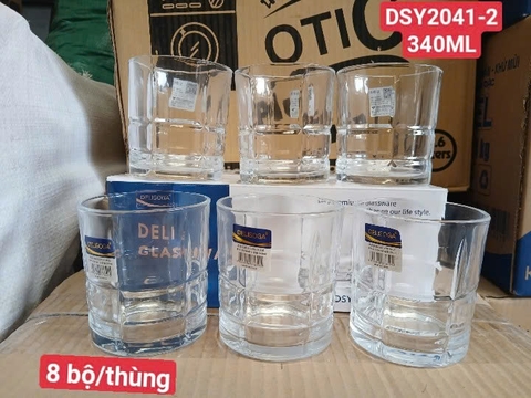 BỘ LY 6 CÁI KIỂU DÁNG ỐNG TRE 340ML - DSY2041-2