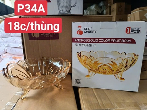 ĐĨA THỦY TINH 3 CHÂN MÀU HỔ PHÁCH - D59A-HP