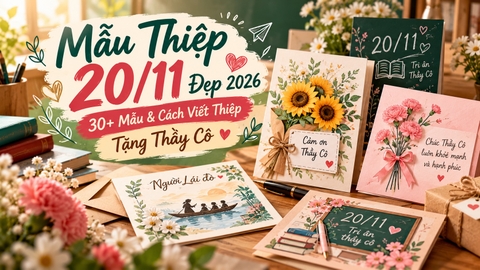 1. Mẫu Thiệp 20/11 Đẹp 2026: 30+ Mẫu & Cách Viết Thiệp Tặng Thầy Cô