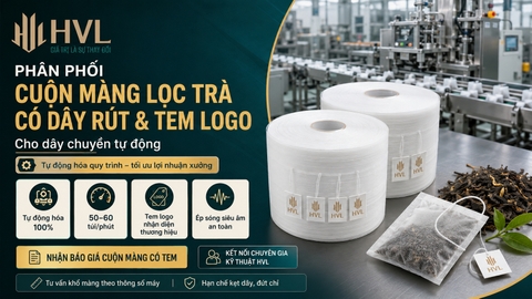 Phân Phối Cuộn Túi Lọc Trà Có Dây Rút & Tem Nhãn Logo Tự Động