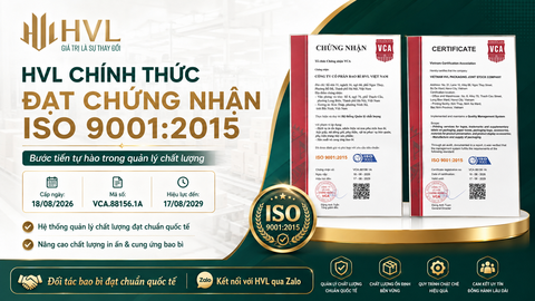 Bao Bì HVL Việt Nam Chính Thức Đạt Chứng Nhận ISO 9001:2015
