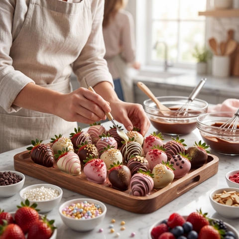 Bí Quyết Làm Dâu Tây Nhúng Socola Valentine: Lớp Vỏ Bóng Mịn, Không Chảy