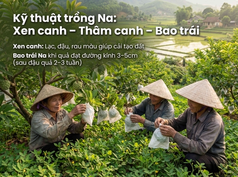 Kỹ Thuật Xen Canh, Thâm Canh Và Bao Trái Na Giúp Tăng Năng Suất Vượt Trội