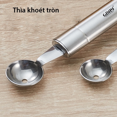 Dụng cụ khắc tỉa nạo tạo hình hoa quả, 2 đầu tao hình chuyên nghiệp, chất liệu inox 304 cao cấp - Bartender Wit