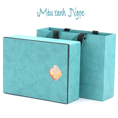 Bộ Hộp Trà Giấy Da Họa Tiết Cao Cấp