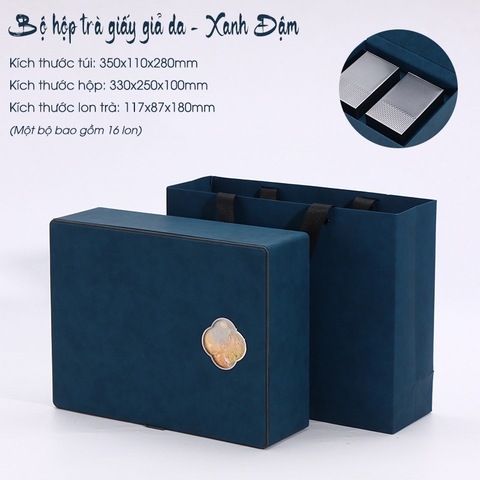 Bộ Hộp Trà Giấy Da Họa Tiết Cao Cấp