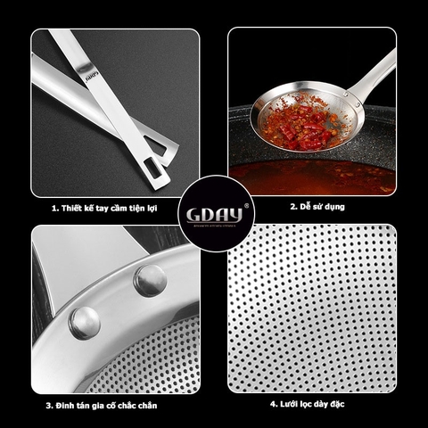 Muôi chuyên vợt cặn dầu, chất liệu inox 304 chống gỉ siêu cao cấp - HVL TEA