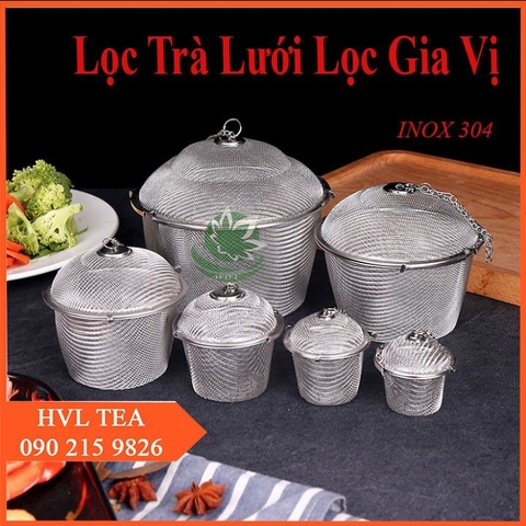Lọc inox 304 hình trụ lưới cao cấp, nhiều kích thước, có dây treo - HVL