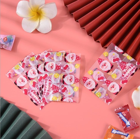 Túi đóng gói bánh kẹo hoạ tiết Giáng sinh, túi niêm phong, 7x9.5