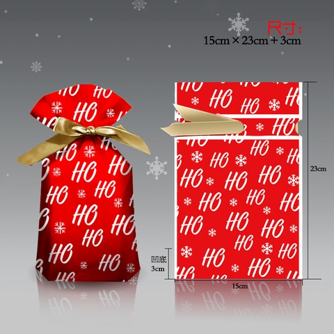 Túi đựng bánh/kẹo, túi đựng quà chủ đề Noel kích thước 15x23, dây nơ buộc - VUA BAO BÌ
