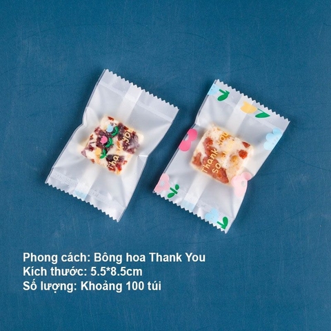 Túi đựng bánh kẹo hoạ tiết Thank You hình bông hoa