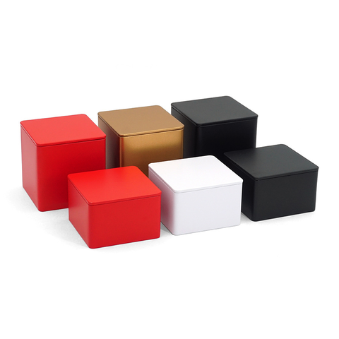 Hộp trà thiếc vuông ngang 10x10x6.5 cm