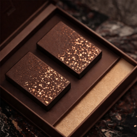 Bộ Hộp Trà 2 Hộp Thiếc Vuông Nâu Ánh Kim Sang Trọng - HVL