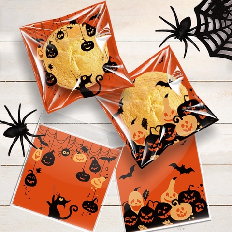 Túi đựng bánh kẹo, dán miệng, họa tiết Halloween