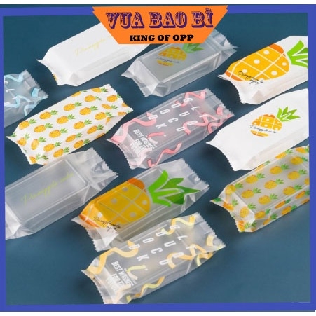 Túi đựng bánh kẹo hoạ tiết bánh dứa, hàn nhiệt, 100 túi/sp - VUA BAO BÌ
