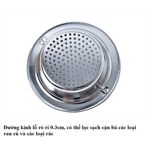 Lọc rác bồn rửa bát, rửa chén inox, bộ lọc chậu rửa chống tắc, có quai inox - HVL TEA