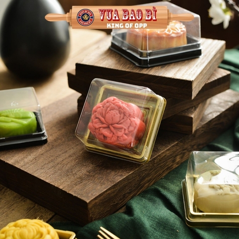 Khay đựng bánh trung thu hình vuông, có nắp, hộp nhựa đựng bánh - VUA BAO BÌ