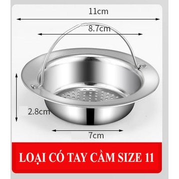 Lọc rác bồn rửa bát, rửa chén inox, bộ lọc chậu rửa chống tắc, có quai inox - HVL TEA