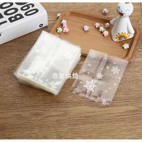 Túi đựng trà và bánh kẹo họa tiết bông tuyết,hàn nhiệt, 100c/1sp - VUA BAO BÌ