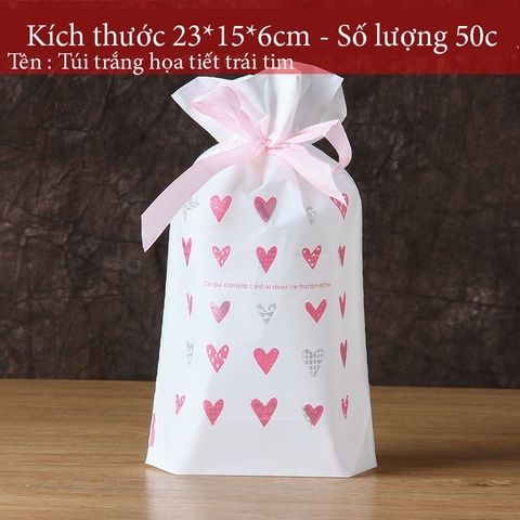 Túi đựng bánh kẹo có Dây Nơ, nhiều họa tiết, bao bì đựng bánh buộc dây 50 túi/sp - VUA BAO BÌ