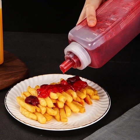Chai nhựa đựng nước sốt chống bụi/ chống tràn dung tích lớn 800/ 1000ml, Bình bóp nhựa - Bartender Witch