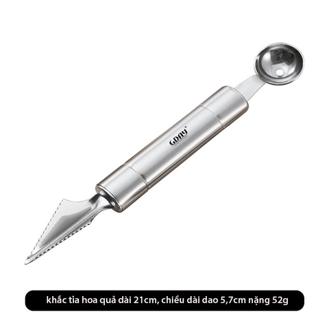 Dụng cụ khắc tỉa nạo tạo hình hoa quả, 2 đầu tao hình chuyên nghiệp, chất liệu inox 304 cao cấp - Bartender Wit