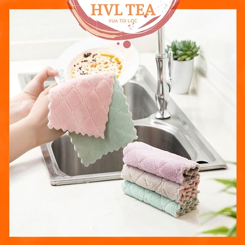 Khăn lau 2 mặt đa năng bằng vài bông cao cấp, thấm nước - HVL TEA