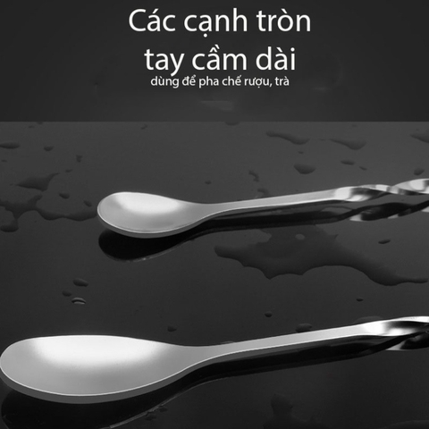 Thìa bar pha chế inox, thìa khuấy 2 đầu pha chế - Bartender Witch