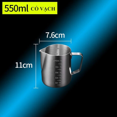 Ca đánh sữa inox (có vạch chia) 350ml - 550ml - 900ml, Inox cấp thực phẩm - Phù Thủy Pha Chế