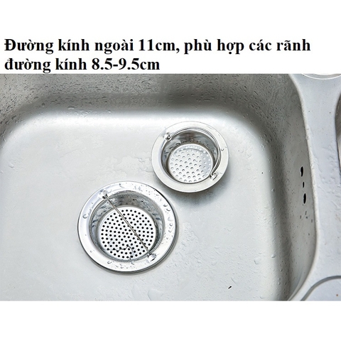 Lọc rác bồn rửa bát, rửa chén inox, bộ lọc chậu rửa chống tắc, có quai inox - HVL TEA